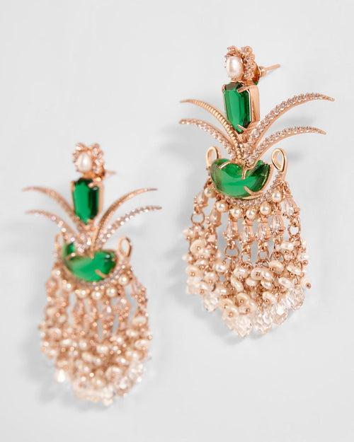 Le Palm Fish Earrings in Jade Green