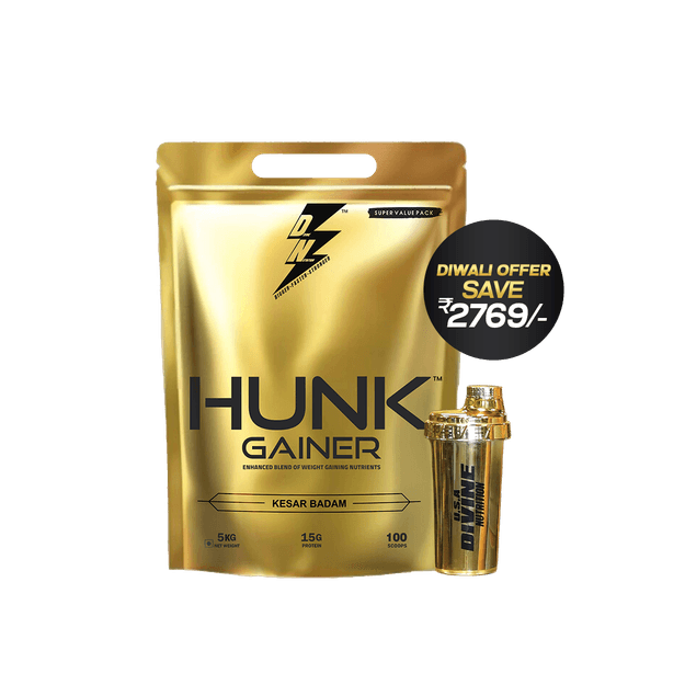 💥DIWALI SPECIAL OFFER AT JUST ₹4080💥HUNK GAINER 5 KG+GOLDEN SHAKER FREE