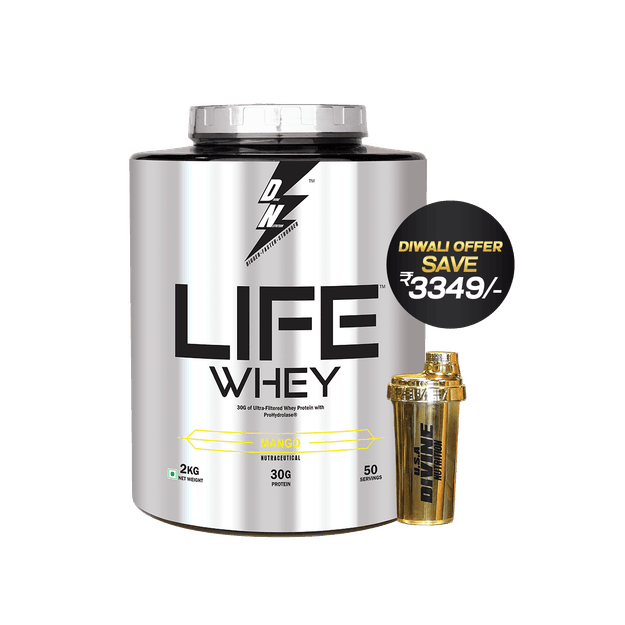 💥DIWALI SPECIAL OFFER AT JUST ₹5300💥 LIFE WHEY 2KG+GOLDEN SHAKER FREE