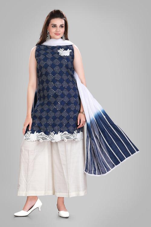 Blue Incut Kurti with Lightweight Dupatta