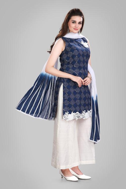 Blue Incut Kurti with Lightweight Dupatta