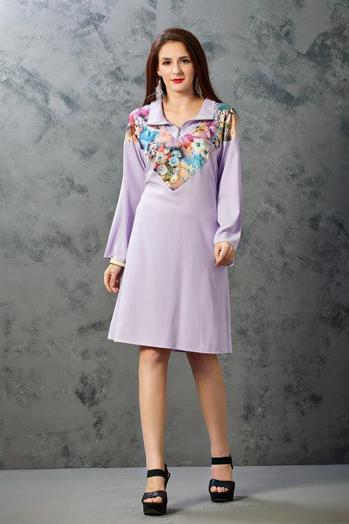 Effortless Mauve Bell Sleeve Dress