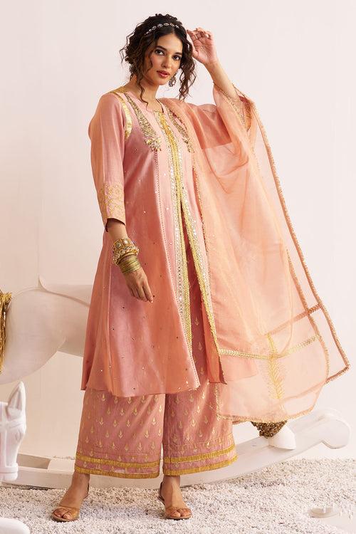 Front open chinar jaal kurta set