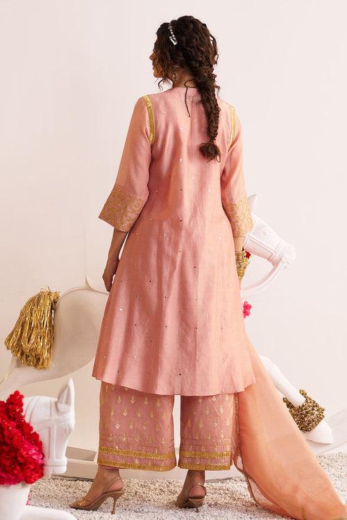 Front open chinar jaal kurta set