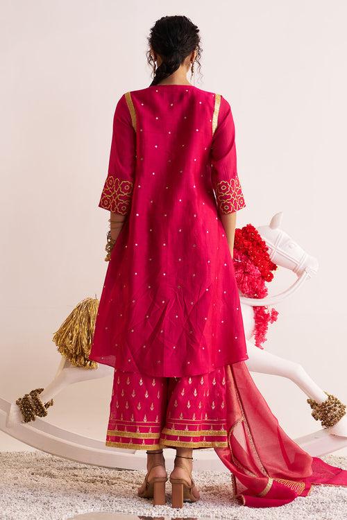 Front open chinar jaal kurta set