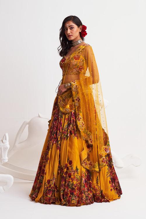 Side drape lehenga