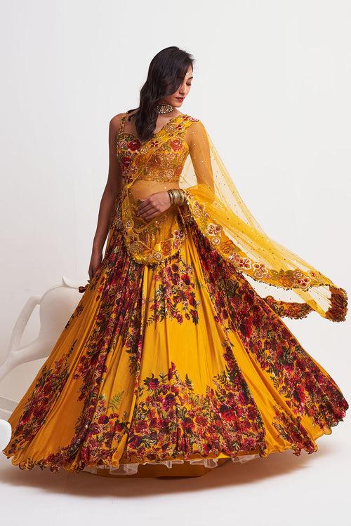 Side drape lehenga