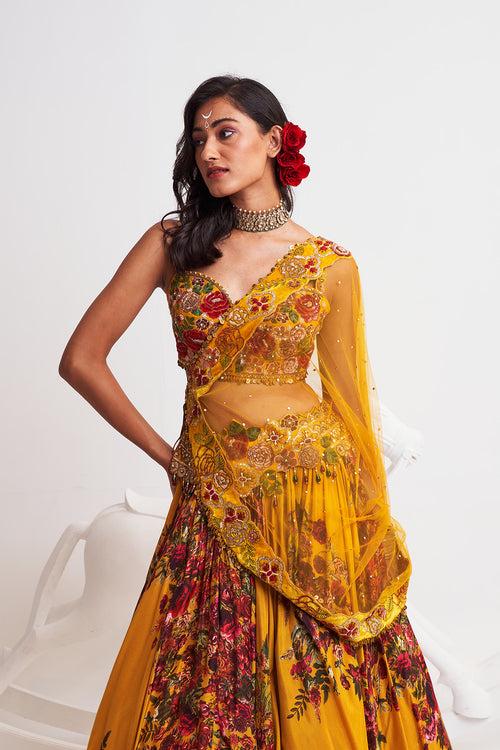 Side drape lehenga