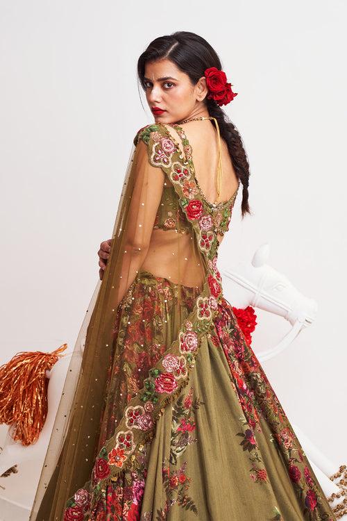 Side drape lehenga