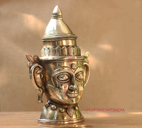 Brass Shiva Gauri Mukhlingam Mask 14"