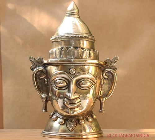 Brass Shiva Gauri Mukhlingam Mask 14"