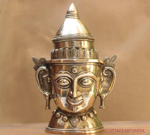 Brass Shiva Gauri Mukhlingam Mask 14"