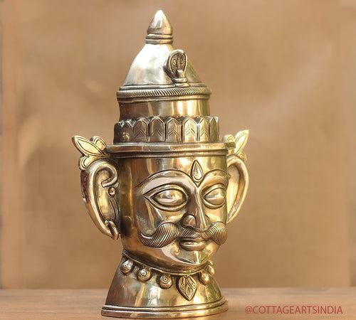 Brass Shiva Gauri Mukhlingam Mask 14"