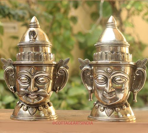 Brass Shiva Gauri Mukhlingam Mask 14"