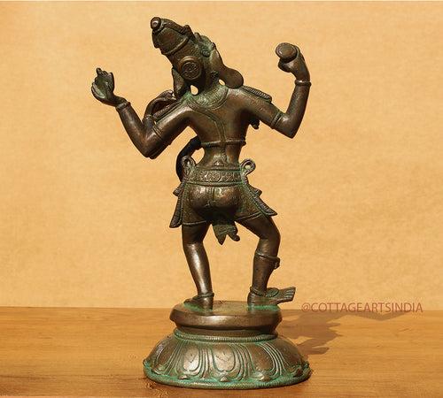 Brass Shiva Tandav Patina Bronze Finish 11"