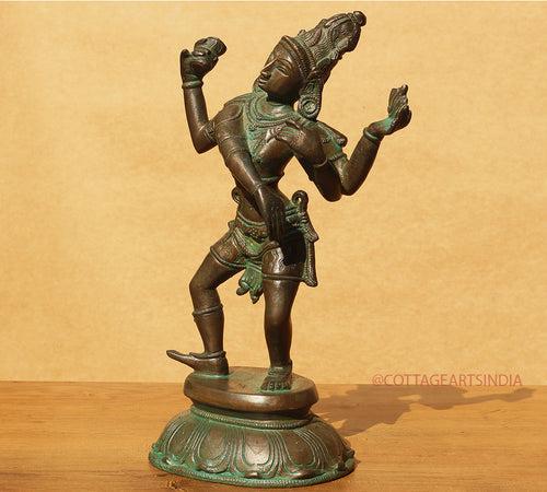 Brass Shiva Tandav Patina Bronze Finish 11"