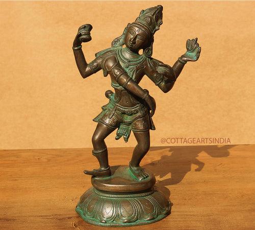 Brass Shiva Tandav Patina Bronze Finish 11"