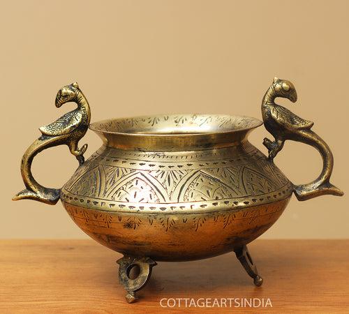 Brass Vintage Carved Planter