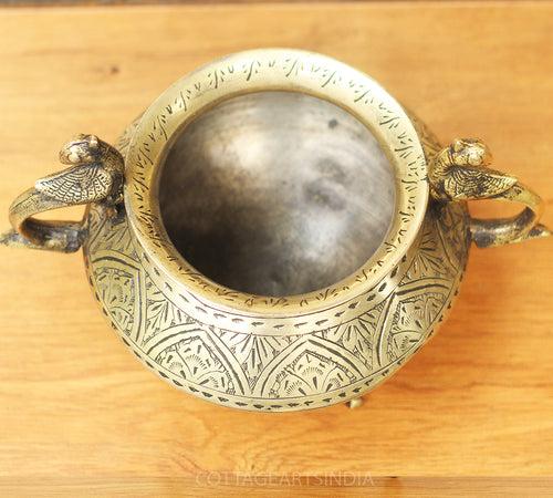 Brass Vintage Carved Planter