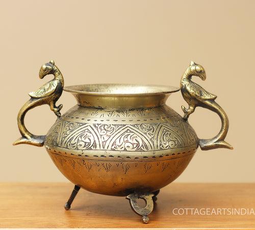 Brass Vintage Carved Planter