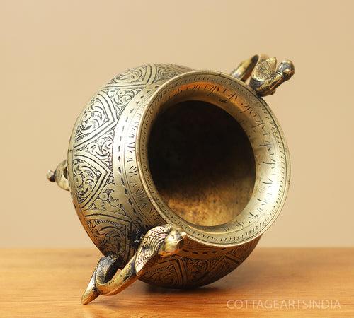 Brass Vintage Carved Planter