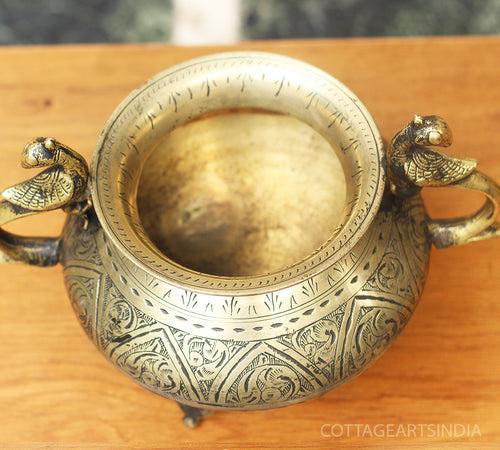 Brass Vintage Carved Planter