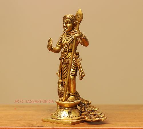 Brass Idol of Lord Murugan Peacock Statue