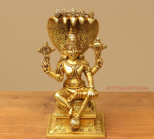 Brass Vishnu Sitting 10"