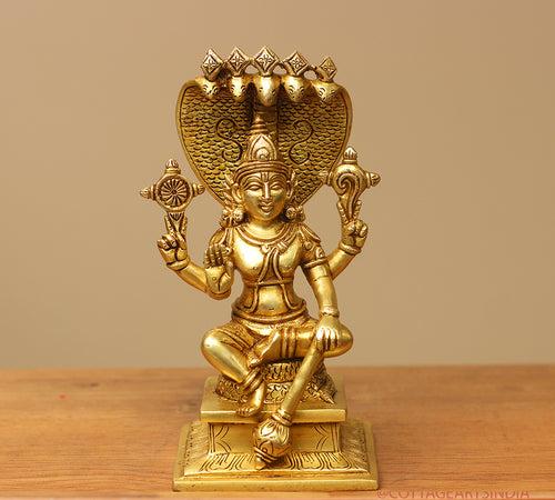 Brass Vishnu Sitting 10"