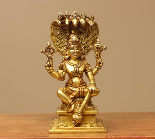 Brass Vishnu Sitting 10"