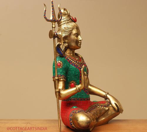 Brass Shiva Sitting Stonework