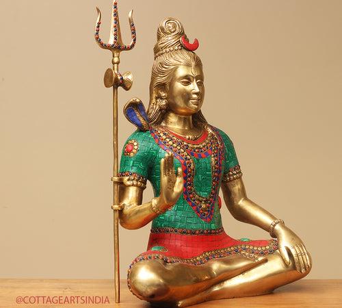 Brass Shiva Sitting Stonework