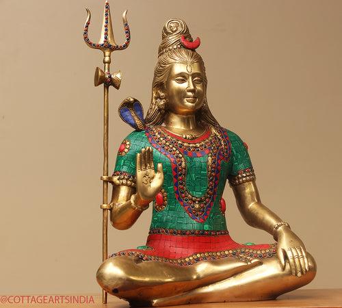 Brass Shiva Sitting Stonework