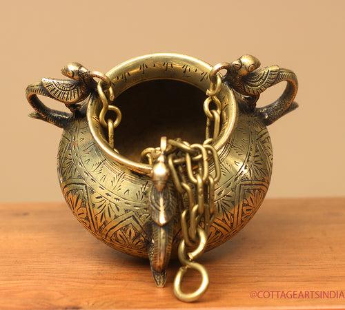 Brass Vintage Carved Planter Hanging