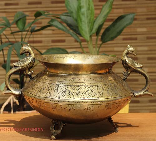 Brass Vintage Carved Planter