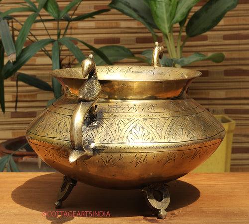 Brass Vintage Carved Planter