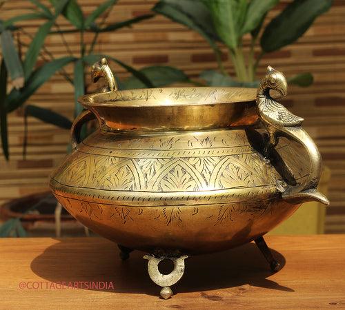 Brass Vintage Carved Planter