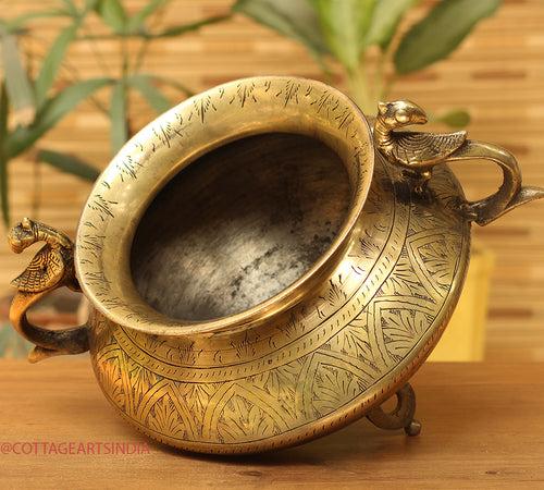 Brass Vintage Carved Planter