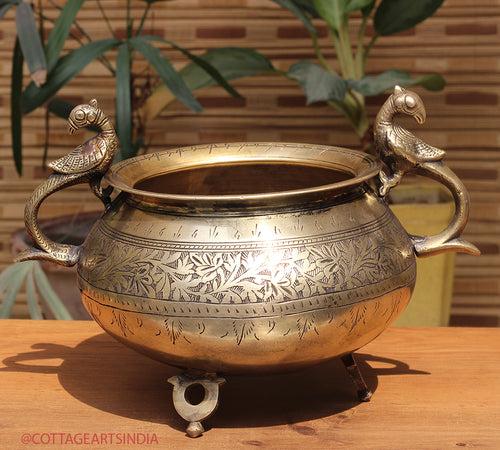 Brass Vintage Carved Planter