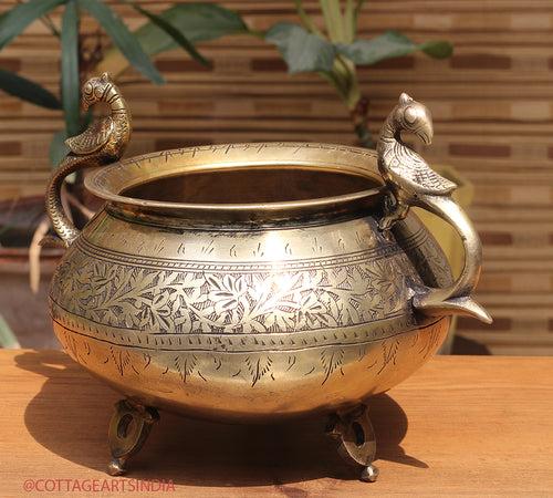 Brass Vintage Carved Planter