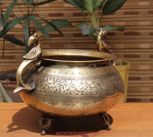 Brass Vintage Carved Planter