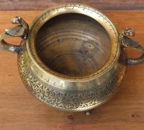 Brass Vintage Carved Planter