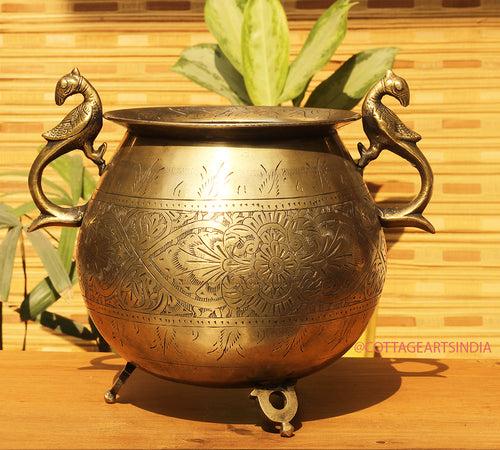 Brass Vintage Carved Planter