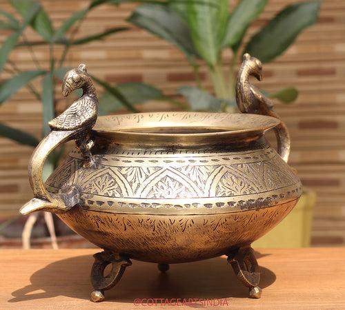 Brass Vintage Carved Planter