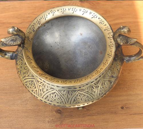 Brass Vintage Carved Planter