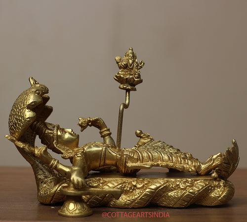 Brass Vishnu Narayan Ananta Shayana with Brahma