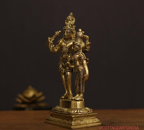 Brass Shiva Parvati Standing 9"