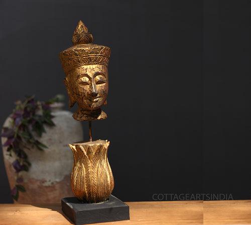 Wooden Vintage Buddha Face