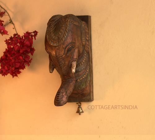 Wooden Elephant Wall Bracket Painted