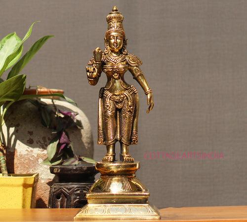 Brass Standing Shiva & Parvati Idol 18" Holding Axe and Deer